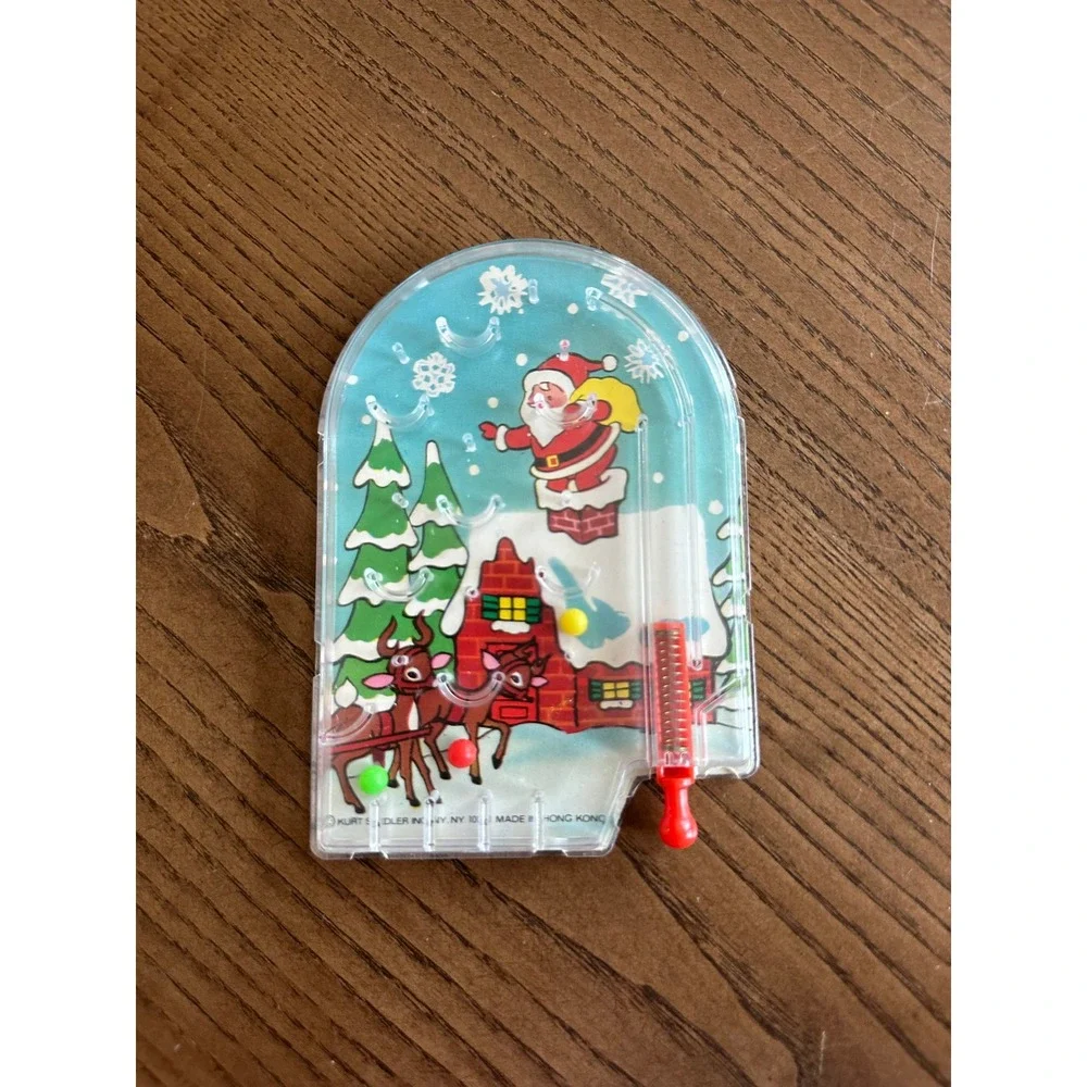 Vtg Kurt S Adler Christmas Pinball Game Santa Reindeer Handheld Toy Hong Kong